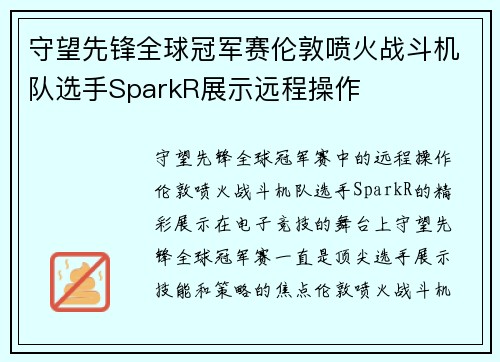 守望先锋全球冠军赛伦敦喷火战斗机队选手SparkR展示远程操作