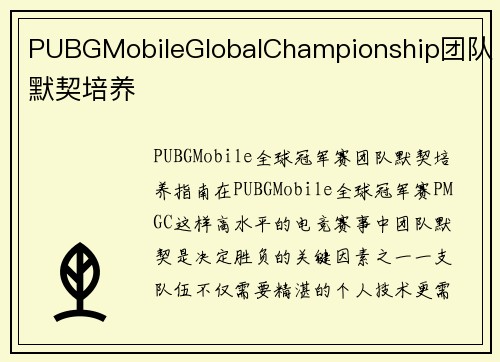 PUBGMobileGlobalChampionship团队默契培养