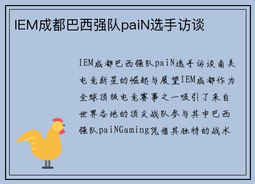 IEM成都巴西强队paiN选手访谈